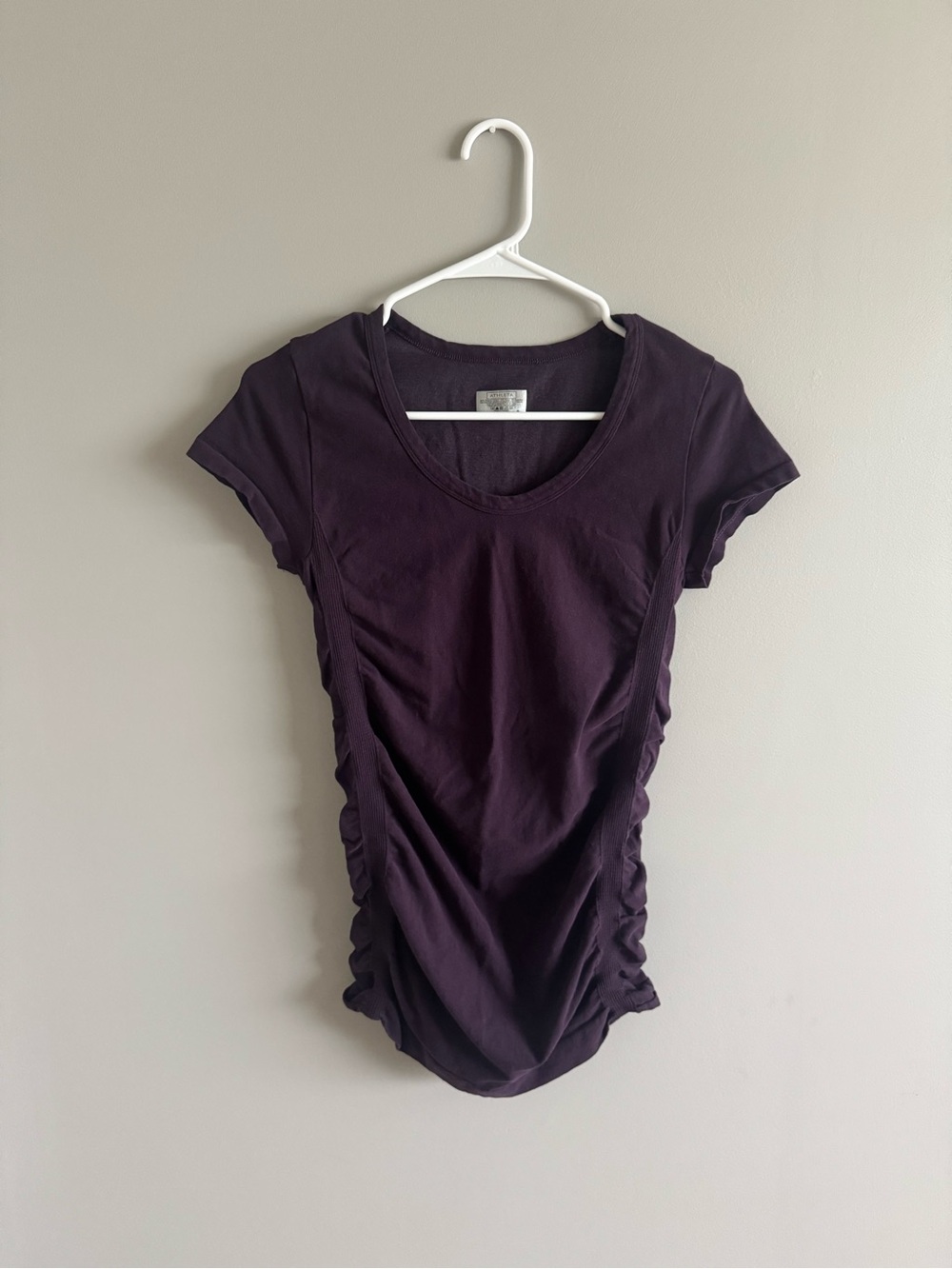 Athleta Women's Ruched Short Sleeve Tee - Deep Plum